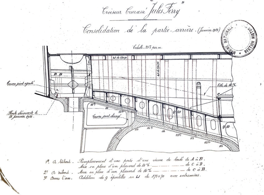 Réparation du croiseur-cuirassé à Bizerte en janvier 1916 SHD MV SS Kd 4